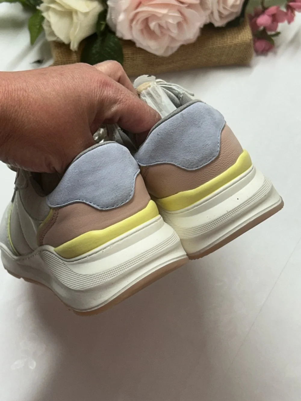 Naturalizer Women's Light Gray Sneakers with Pastel Pink, Yellow & Blue Accents - Picture 6 of 8